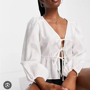 Topshop Tie Front Blouse